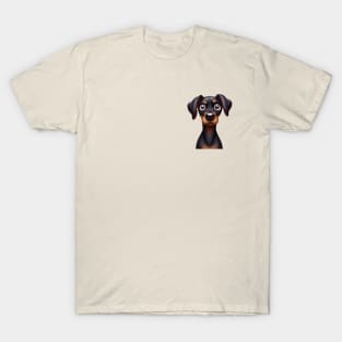 Small Version - Adorable Doberman Puppy Graphic Design T-Shirt